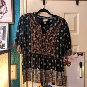 Knox Rose Green Boho Top